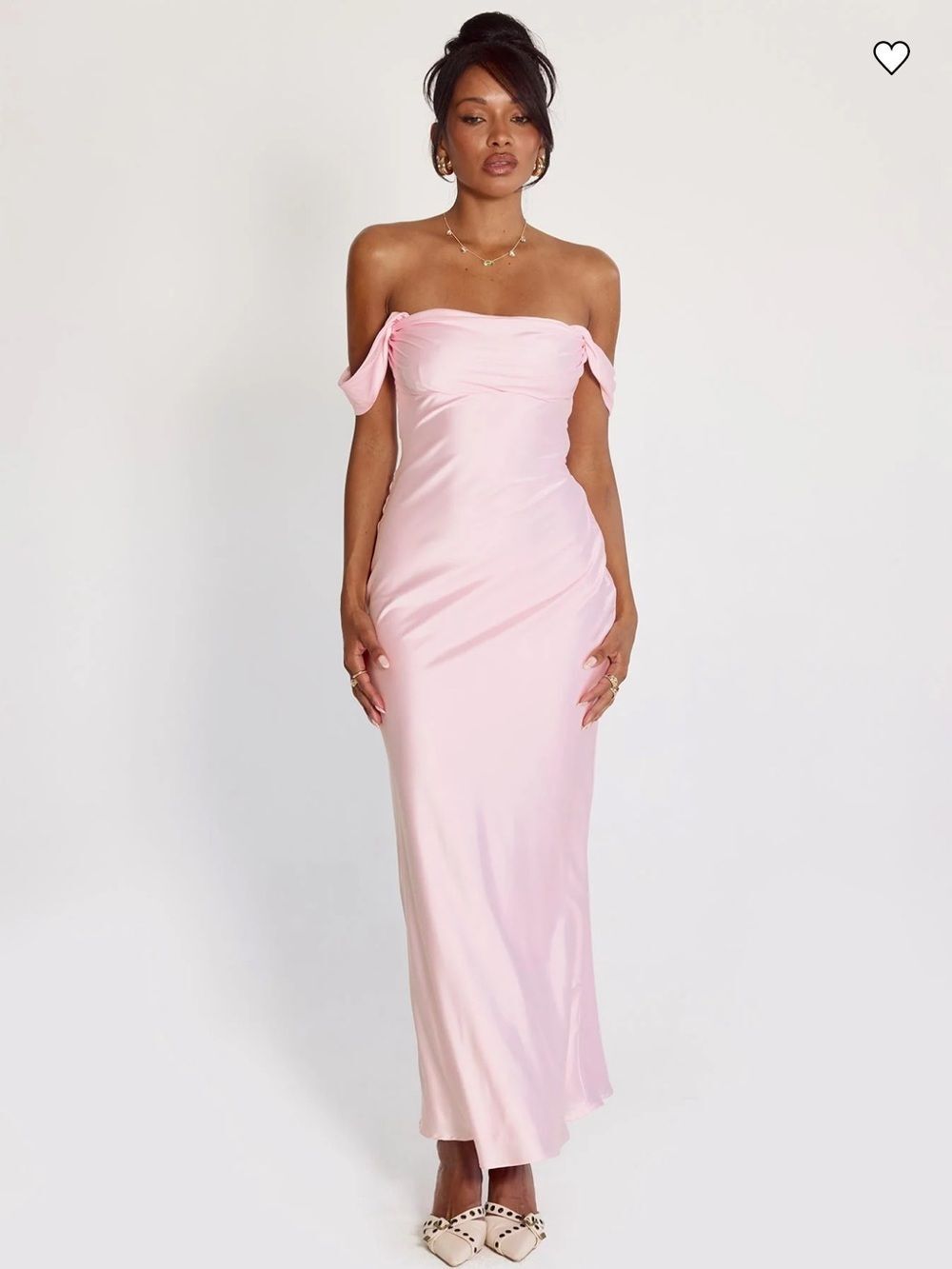 Princess Polly Azura Pink Satin Off Shoulder Maxi Dress wedding guest US 0
